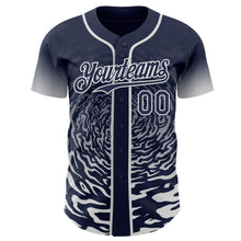 Charger l'image dans la galerie, Custom Navy-White Fluid Wave Splatter Gradient Authentic Baseball Jersey
