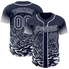 Charger l'image dans la galerie, Custom Navy-White Fluid Wave Splatter Gradient Authentic Baseball Jersey
