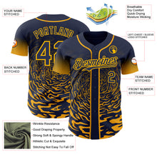 Charger l'image dans la galerie, Custom Navy-Gold Fluid Wave Splatter Gradient Authentic Baseball Jersey
