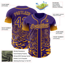 Charger l'image dans la galerie, Custom Purple-Gold Fluid Wave Splatter Gradient Authentic Baseball Jersey
