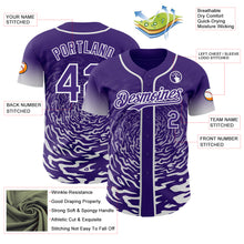 Charger l'image dans la galerie, Custom Purple-White Fluid Wave Splatter Gradient Authentic Baseball Jersey
