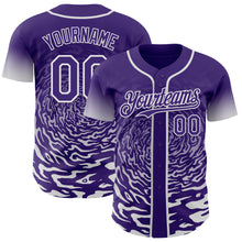 Charger l'image dans la galerie, Custom Purple-White Fluid Wave Splatter Gradient Authentic Baseball Jersey
