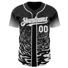 Charger l'image dans la galerie, Custom Black White-Gray Fluid Wave Splatter Gradient Authentic Baseball Jersey
