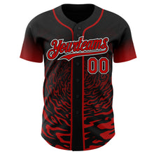 Charger l'image dans la galerie, Custom Black Red-White Fluid Wave Splatter Gradient Authentic Baseball Jersey
