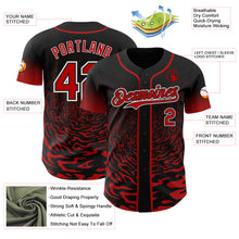 Charger l'image dans la galerie, Custom Black Red-White Fluid Wave Splatter Gradient Authentic Baseball Jersey

