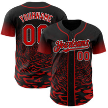 Charger l'image dans la galerie, Custom Black Red-White Fluid Wave Splatter Gradient Authentic Baseball Jersey
