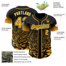 Charger l'image dans la galerie, Custom Black Gold-White Fluid Wave Splatter Gradient Authentic Baseball Jersey
