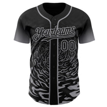 Charger l'image dans la galerie, Custom Black-Gray Fluid Wave Splatter Gradient Authentic Baseball Jersey
