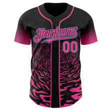 Charger l'image dans la galerie, Custom Black Pink-Light Blue Fluid Wave Splatter Gradient Authentic Baseball Jersey
