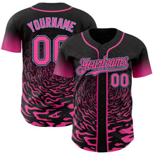 Charger l'image dans la galerie, Custom Black Pink-Light Blue Fluid Wave Splatter Gradient Authentic Baseball Jersey
