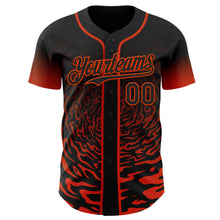 Charger l'image dans la galerie, Custom Black-Orange Fluid Wave Splatter Gradient Authentic Baseball Jersey
