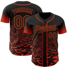 Charger l'image dans la galerie, Custom Black-Orange Fluid Wave Splatter Gradient Authentic Baseball Jersey
