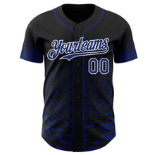 Charger l'image dans la galerie, Custom Black Royal-White Fluid Wave Splatter Gradient Authentic Baseball Jersey
