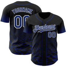 Charger l'image dans la galerie, Custom Black Royal-White Fluid Wave Splatter Gradient Authentic Baseball Jersey
