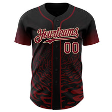 Charger l'image dans la galerie, Custom Black Crimson-City Cream Fluid Wave Splatter Gradient Authentic Baseball Jersey
