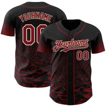 Charger l'image dans la galerie, Custom Black Crimson-City Cream Fluid Wave Splatter Gradient Authentic Baseball Jersey
