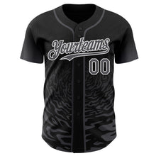 Charger l'image dans la galerie, Custom Black Steel Gray-White Fluid Wave Splatter Gradient Authentic Baseball Jersey
