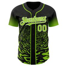 Charger l'image dans la galerie, Custom Black Neon Green-White Fluid Wave Splatter Gradient Authentic Baseball Jersey
