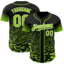 Charger l'image dans la galerie, Custom Black Neon Green-White Fluid Wave Splatter Gradient Authentic Baseball Jersey
