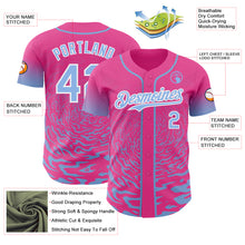 Charger l'image dans la galerie, Custom Pink Light Blue-White Fluid Wave Splatter Gradient Authentic Baseball Jersey
