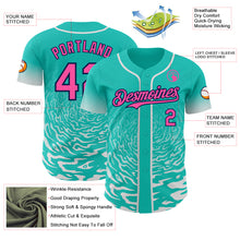 Charger l'image dans la galerie, Custom Aqua Pink White-Navy Fluid Wave Splatter Gradient Authentic Baseball Jersey

