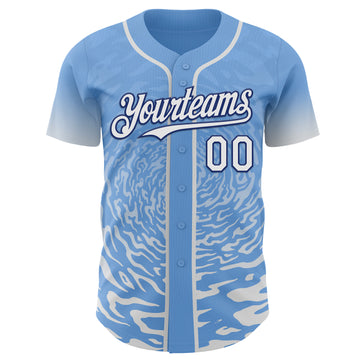 Custom Light Blue White-Royal Fluid Wave Splatter Gradient Authentic Baseball Jersey