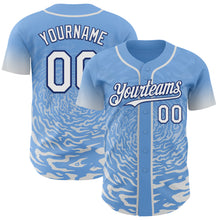 Charger l'image dans la galerie, Custom Light Blue White-Royal Fluid Wave Splatter Gradient Authentic Baseball Jersey
