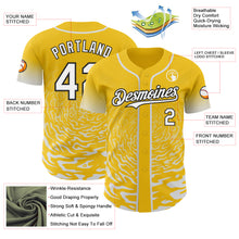 Charger l'image dans la galerie, Custom Yellow White-Black Fluid Wave Splatter Gradient Authentic Baseball Jersey
