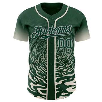 Custom Green Cream-Gray Fluid Wave Splatter Gradient Authentic Baseball Jersey