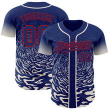 Charger l'image dans la galerie, Custom Royal Cream-Red Fluid Wave Splatter Gradient Authentic Baseball Jersey
