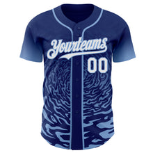 Charger l'image dans la galerie, Custom Royal White-Light Blue Fluid Wave Splatter Gradient Authentic Baseball Jersey

