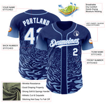 Charger l'image dans la galerie, Custom Royal White-Light Blue Fluid Wave Splatter Gradient Authentic Baseball Jersey

