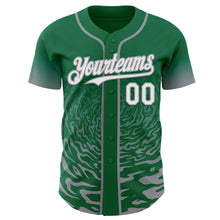 Charger l'image dans la galerie, Custom Kelly Green White-Gray Fluid Wave Splatter Gradient Authentic Baseball Jersey
