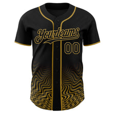 Charger l'image dans la galerie, Custom Black-Old Gold Fluid Wave Psychedelic Swirl Authentic Baseball Jersey
