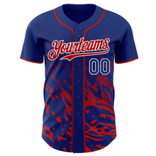 Charger l'image dans la galerie, Custom Royal Red-White Fluid Liquid Wave Splatter Authentic Baseball Jersey
