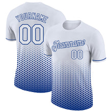 Загрузить изображение в средство просмотра галереи, Custom White-Royal Geometric Hexagonal Dot Gradient Performance T-Shirt
