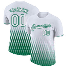 Load image into Gallery viewer, Custom White-Kelly Green Geometric Hexagonal Dot Gradient Performance T-Shirt
