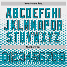 Загрузить изображение в средство просмотра галереи, Custom White Teal-Black Geometric Hexagonal Dot Gradient Performance T-Shirt
