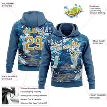 Load image into Gallery viewer, Custom Stitched Royal Old Gold-White 3D Pattern Design Crane And Cloud Sports Pullover Sweatshirt Hoodie
