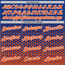 Load image into Gallery viewer, Custom Royal Orange-White Geometric Hexagonal Dot Gradient Performance T-Shirt

