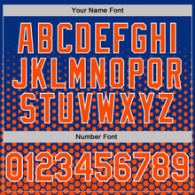 Load image into Gallery viewer, Custom Royal Orange-White Geometric Hexagonal Dot Gradient Performance T-Shirt
