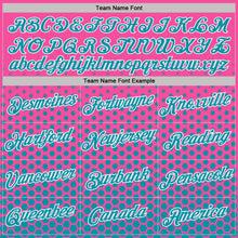 Laden Sie das Bild in den Galerie-Viewer, Custom Pink Teal-White Geometric Hexagonal Dot Gradient Performance T-Shirt
