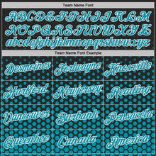 Laden Sie das Bild in den Galerie-Viewer, Custom Black Teal-White Geometric Hexagonal Dot Gradient Performance T-Shirt
