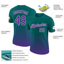 Загрузить изображение в средство просмотра галереи, Custom Teal Purple-White Geometric Hexagonal Dot Gradient Performance T-Shirt
