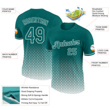 Laden Sie das Bild in den Galerie-Viewer, Custom Teal-White Geometric Hexagonal Dot Gradient Performance T-Shirt
