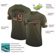 Загрузить изображение в средство просмотра галереи, Custom Olive Vintage USA Flag-Black Geometric Hexagonal Dot Gradient Performance T-Shirt
