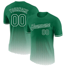 Загрузить изображение в средство просмотра галереи, Custom Kelly Green-White Geometric Hexagonal Dot Gradient Performance T-Shirt
