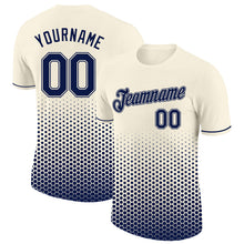 Load image into Gallery viewer, Custom Cream-Navy Geometric Hexagonal Dot Gradient Performance T-Shirt
