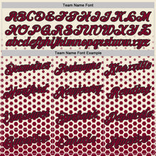 Laden Sie das Bild in den Galerie-Viewer, Custom Cream Maroon-Black Geometric Hexagonal Dot Gradient Performance T-Shirt
