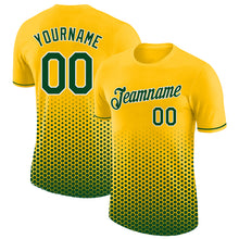 Load image into Gallery viewer, Custom Yellow Green-White Geometric Hexagonal Dot Gradient Performance T-Shirt
